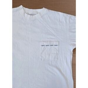 Esprit Vintage Logo Front Pocket T- Shirt 90s Y2K Cream Size Mens Small